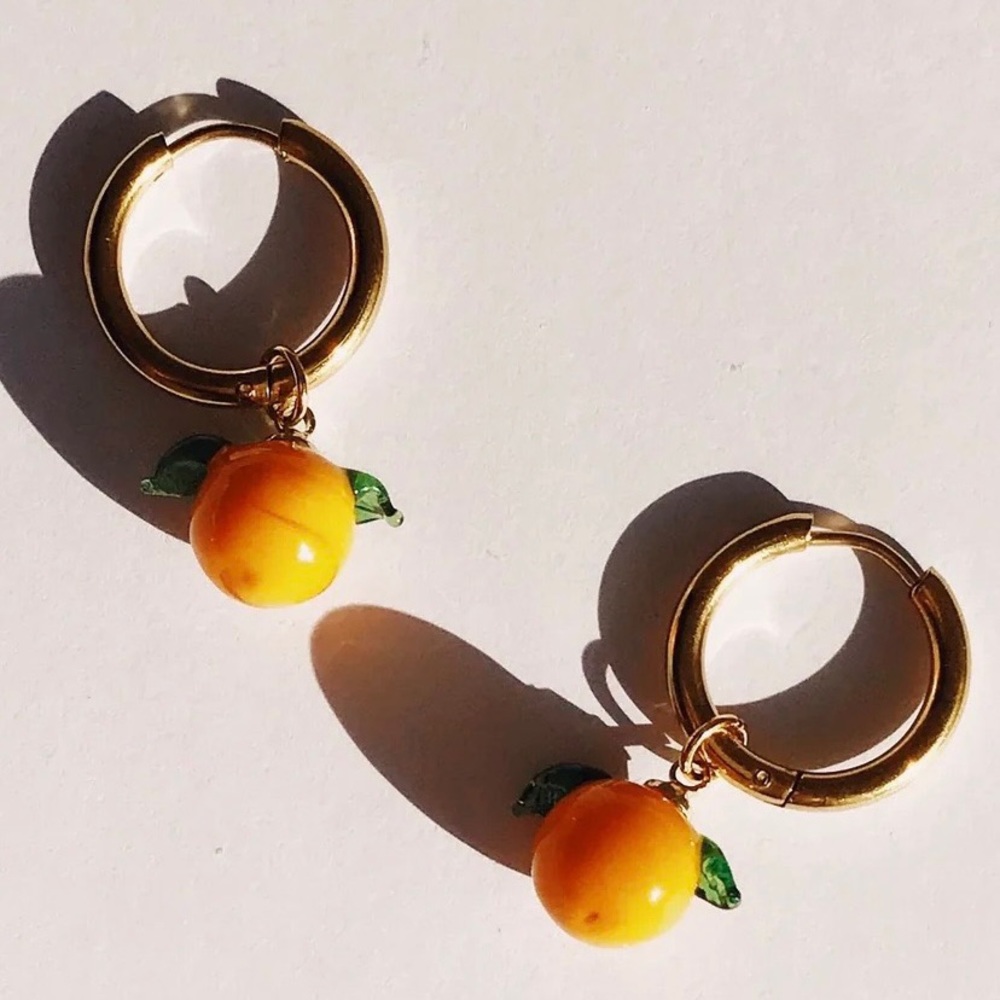 SOLD Ninfa Handmade Glass Orange Earrings